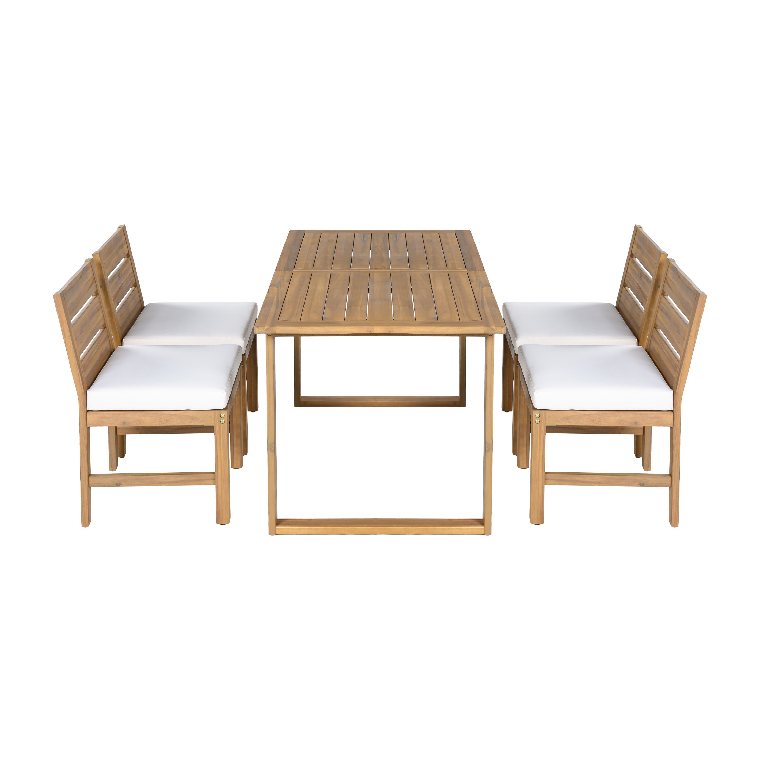 U_STYLE Farmhouse 5-Piece Outdoor Patio Dining Set with Adjustable Legs