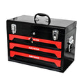 Portable 20" Steel Tool Box With 3 Drawers And Metal Latch Closure