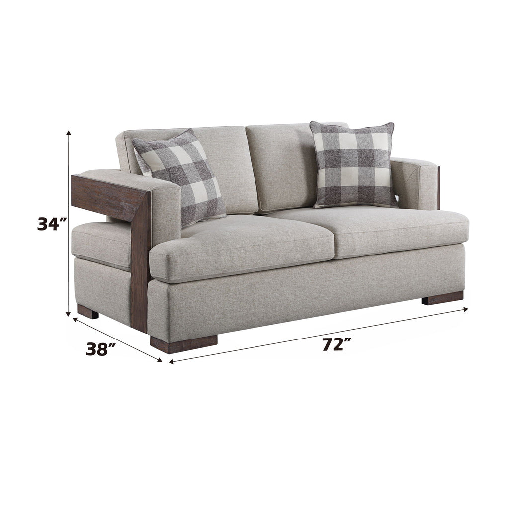 Niamey Loveseat With 2 Toss Pillows - Walnut