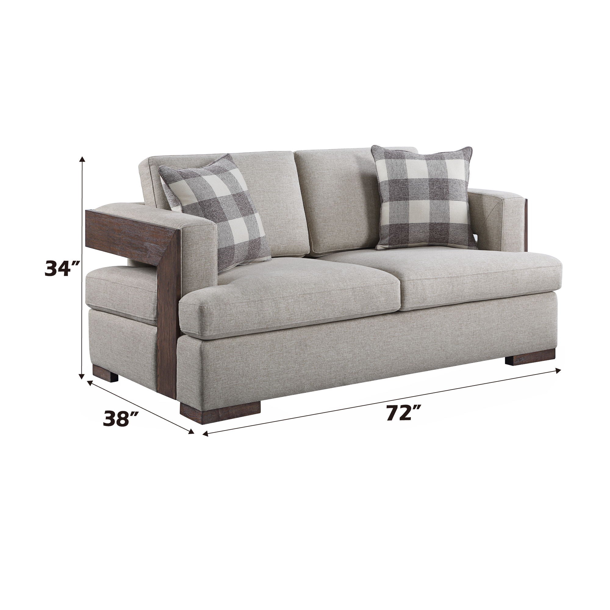 Niamey Loveseat With 2 Toss Pillows - Walnut