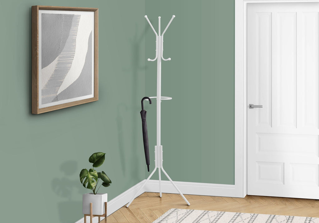 Freestanding Coat Rack with 6 Hooks and Hanging Bar