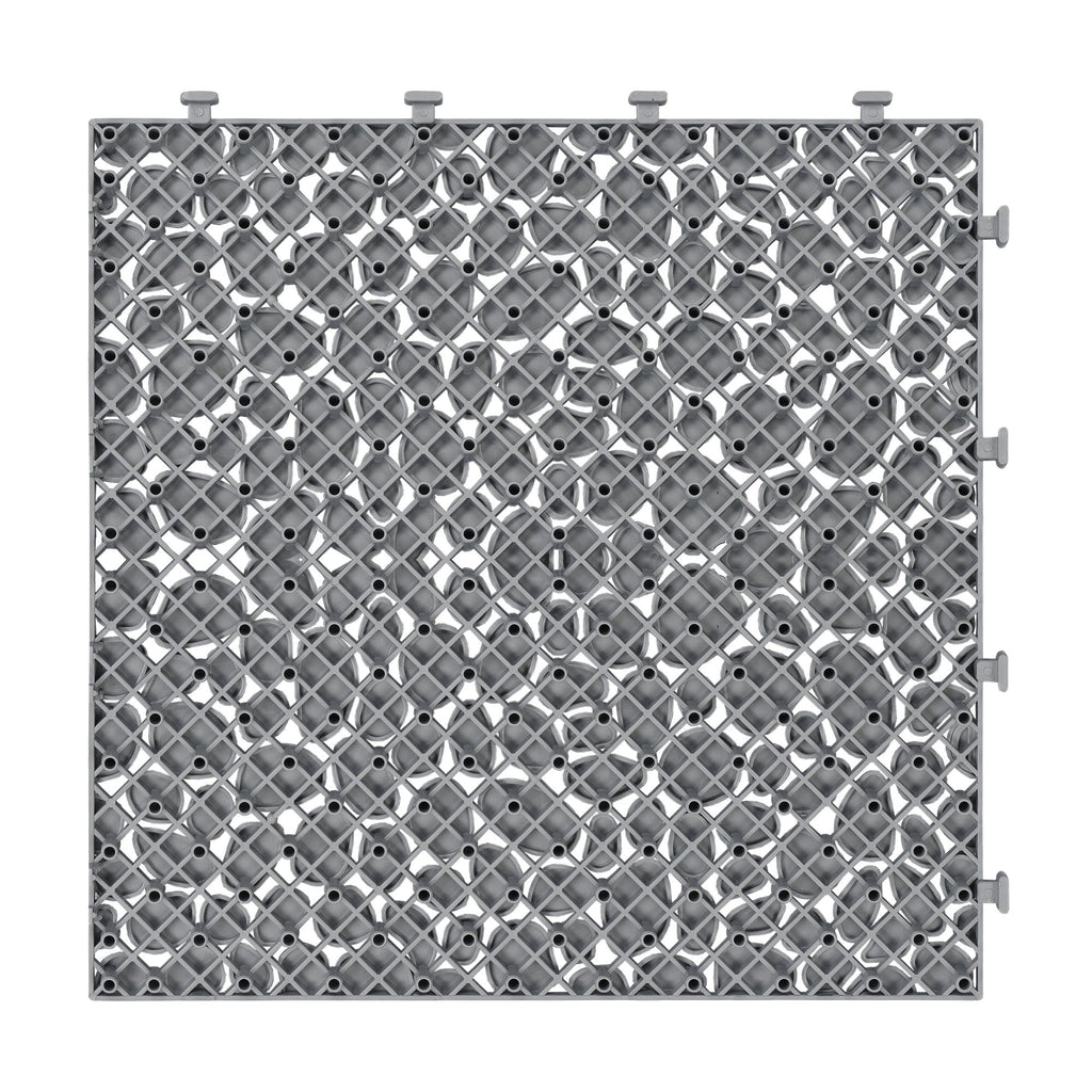Interlocking Deck Tiles Plastic Waterproof Outdoor All Weather Anti-Slip Bathroom Shower Balcony Porch Strong Weight Capacity Upto 440 Lbs, Pebble Stone Pattern