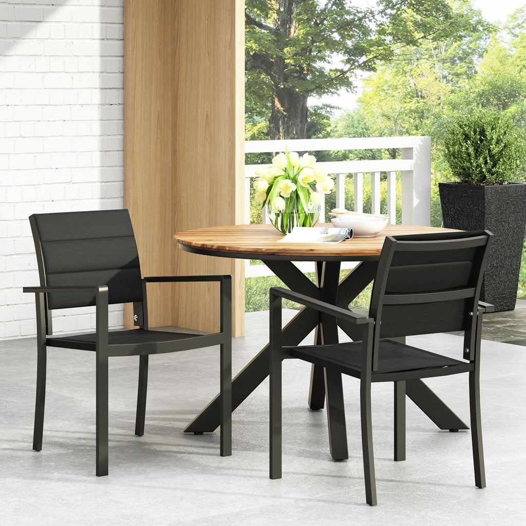 Baird Outdoor Mesh and Aluminum Dining Chairs - Black