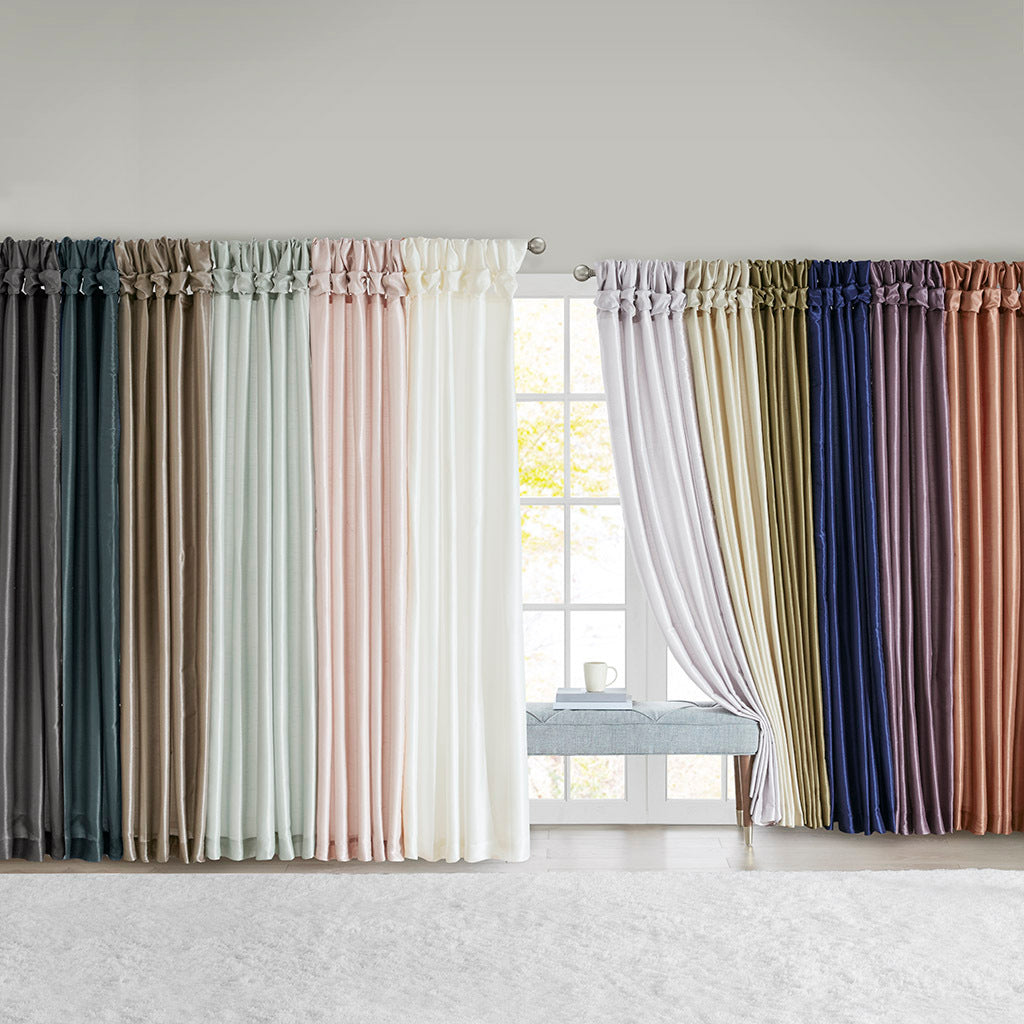 Twist Tab Lined Window Curtain Panel White 50x84