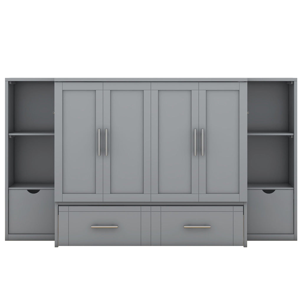 Murphy Bed With Shelves, Drawers And USB Ports