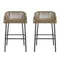 La Push Outdoor Rope Barstool (Set of 2) - Black / Brown