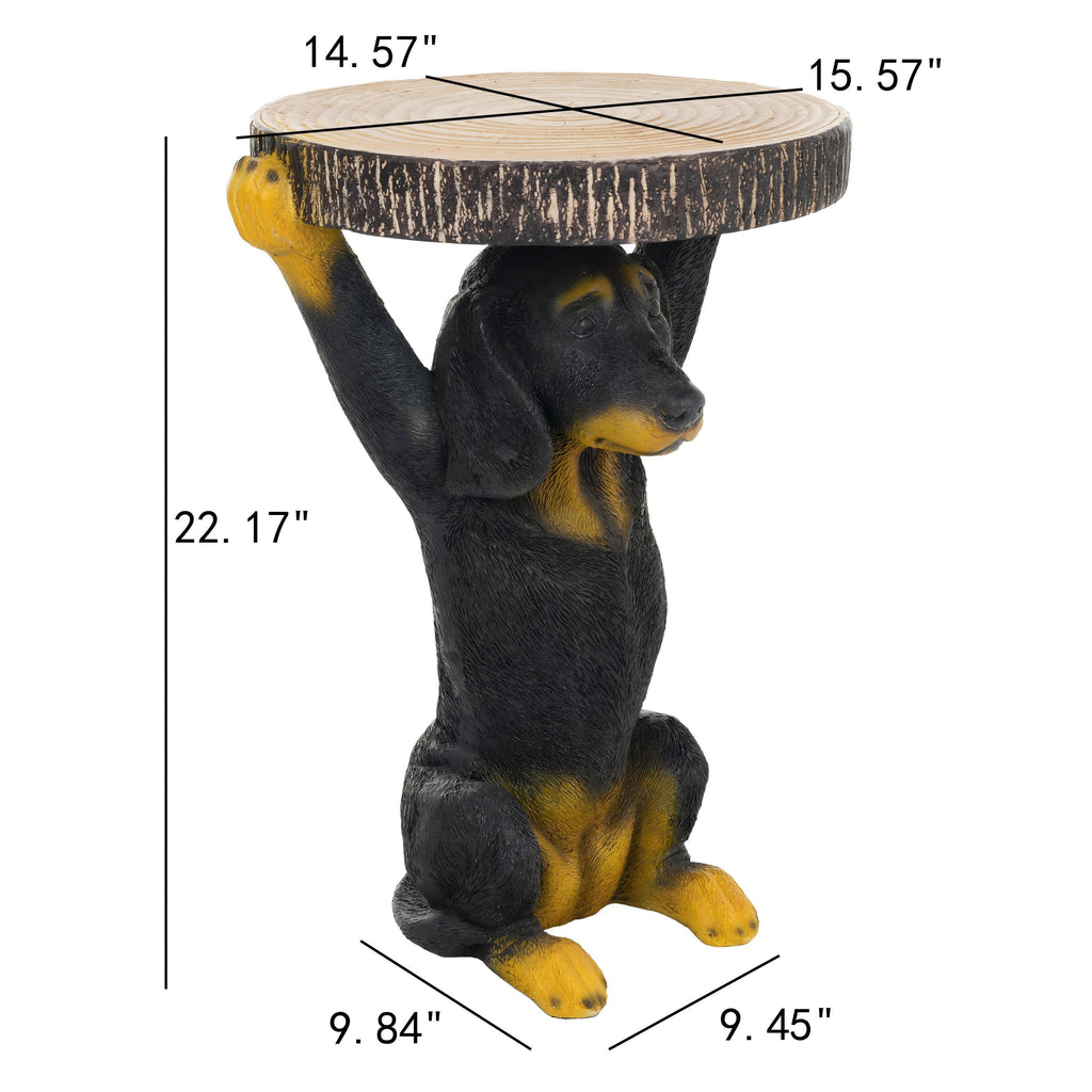 22.17'H Black Dog Side Table Pedestal End Table Stool