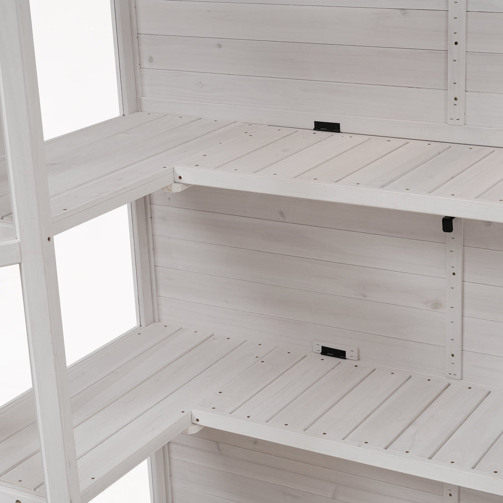 TOPMAX 78-Inch Wooden Greenhouse with Skylights and Folding Shelves