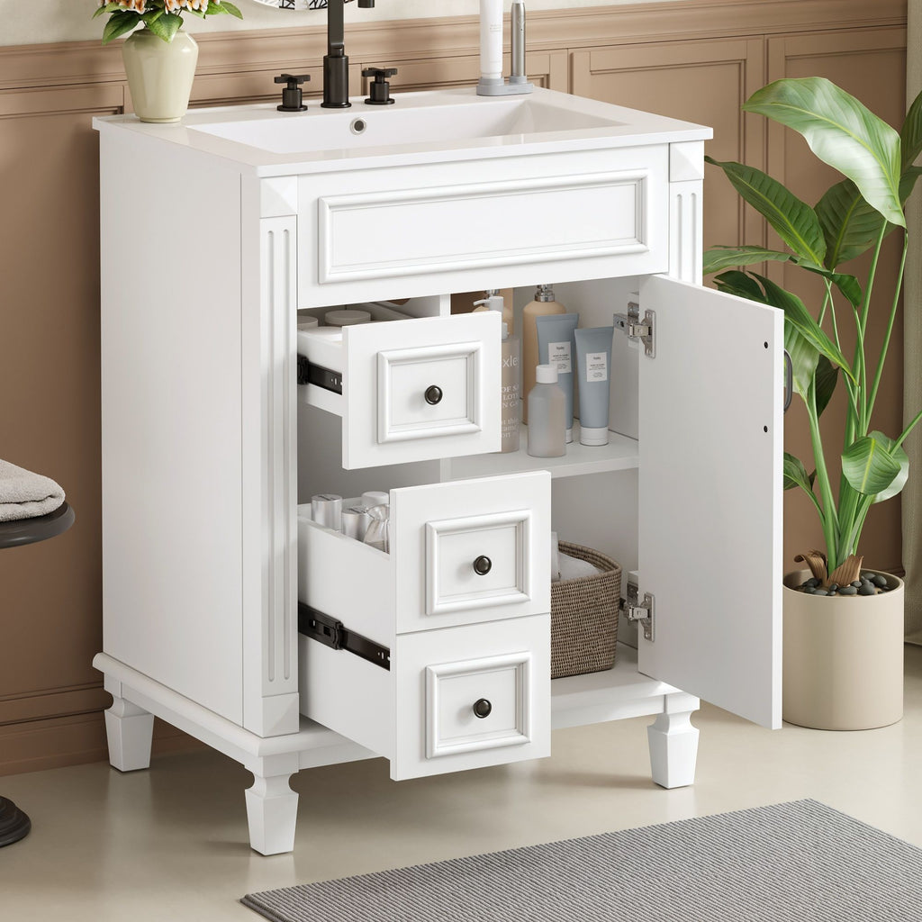 Bathroom Vanity With Sink, Compact Cabinet & 2 Drawers