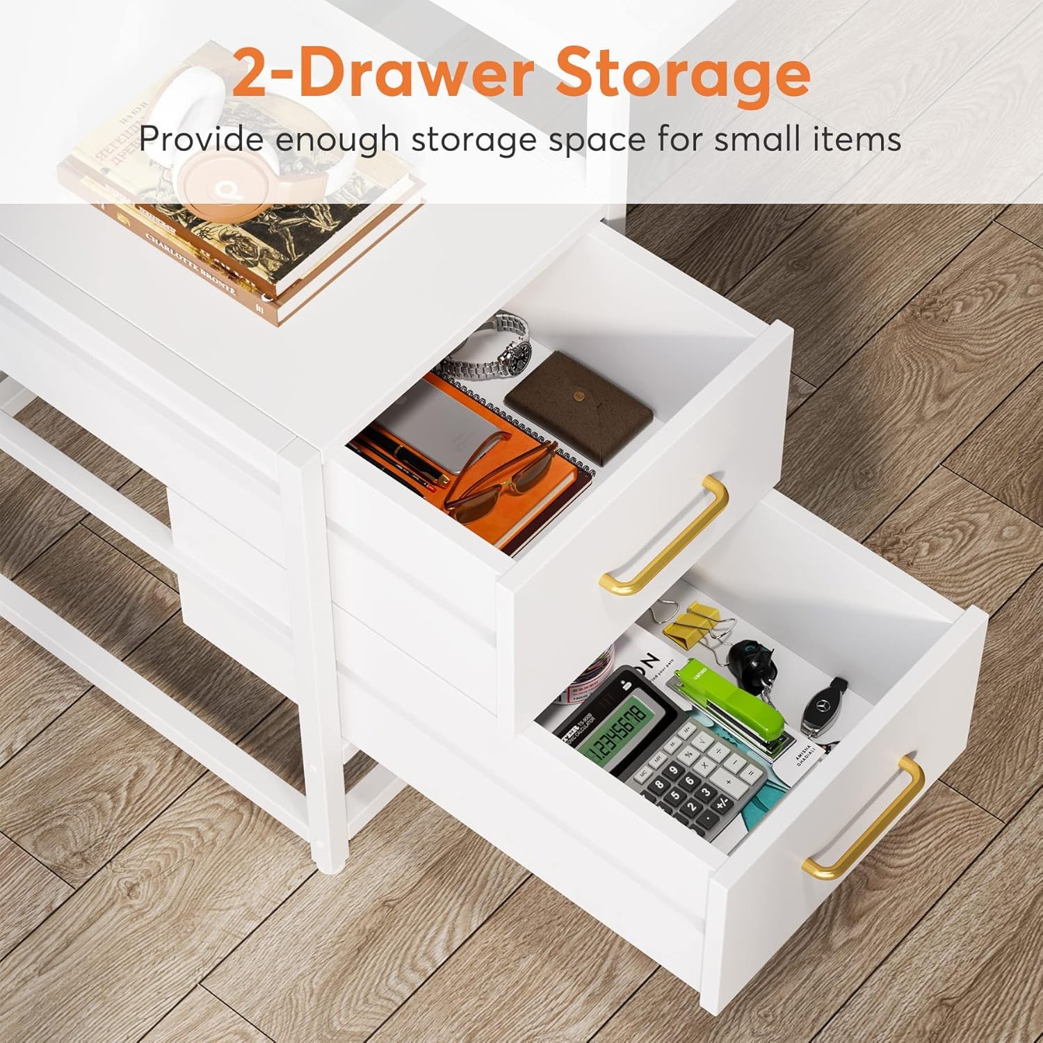 Computer Desk With Hutch, 2 Drawers & Open Shelves