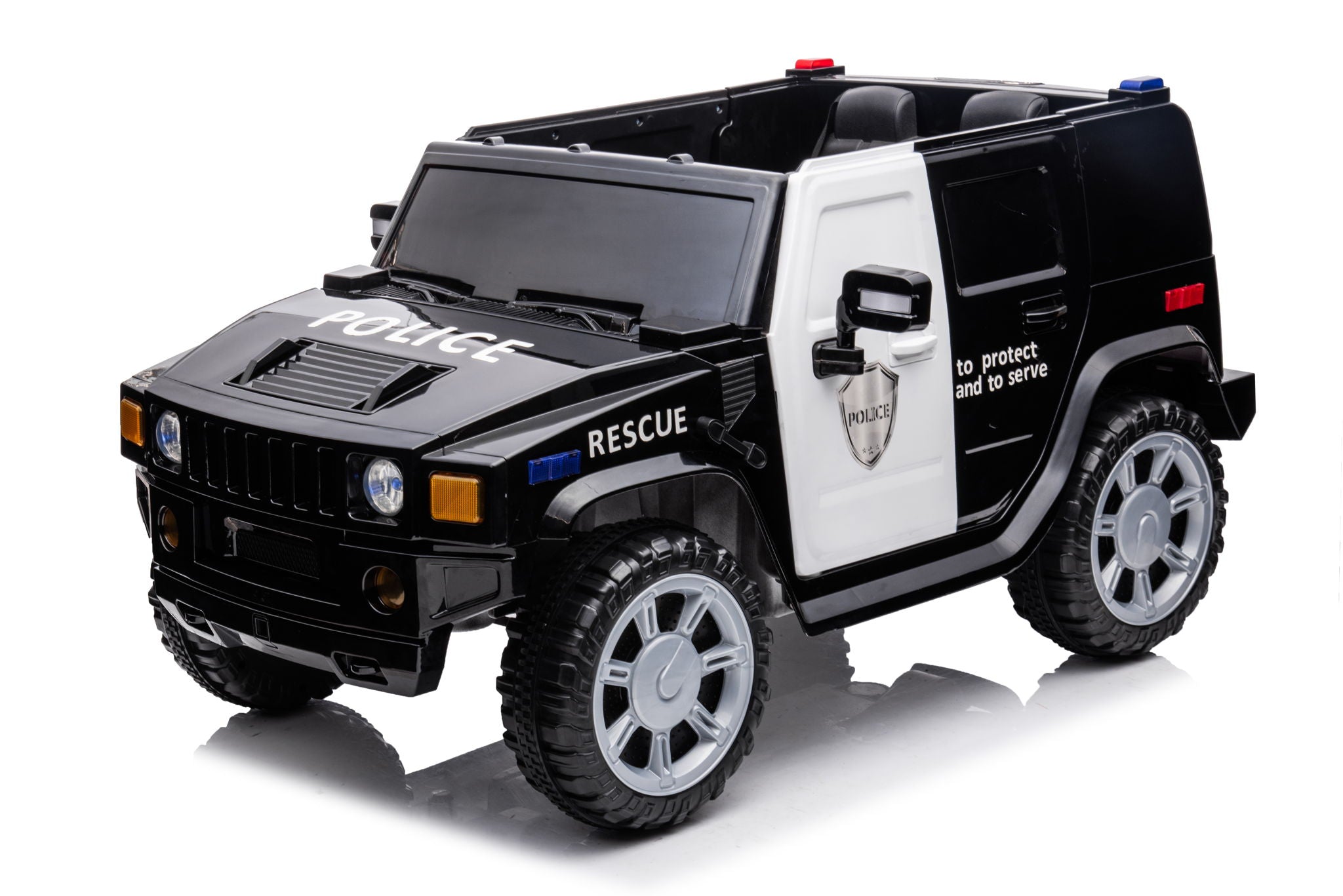 12V7A 30W*2 Four-Wheel Drive Seat One Button Start, Forward And Backward, High And Low Speed, Music, Front Light, Power Display, Two Doors Can Open, 2.4G R / C, Seat Belt Four Wheel Absorber