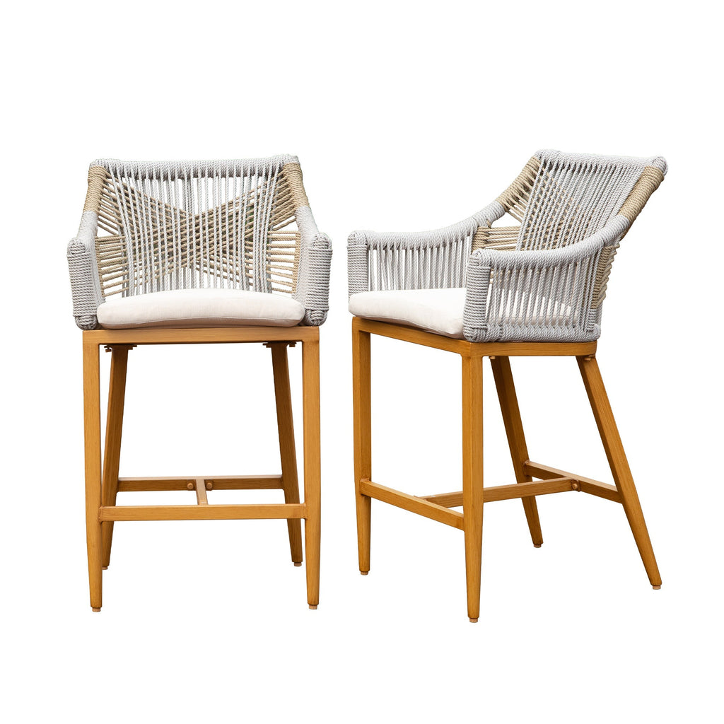 Outdoor Bar Stools Set of 2 with Arm and Backrest
