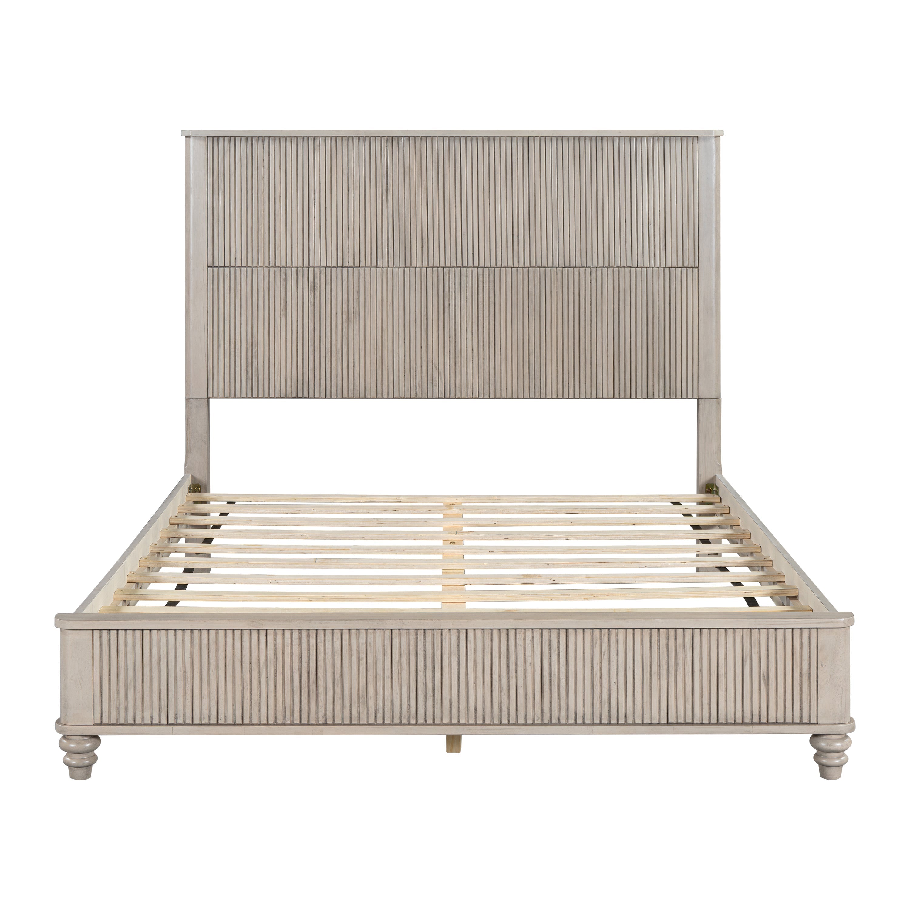 Solid Wood Queen Platform Bed Frame with Tall Headboard