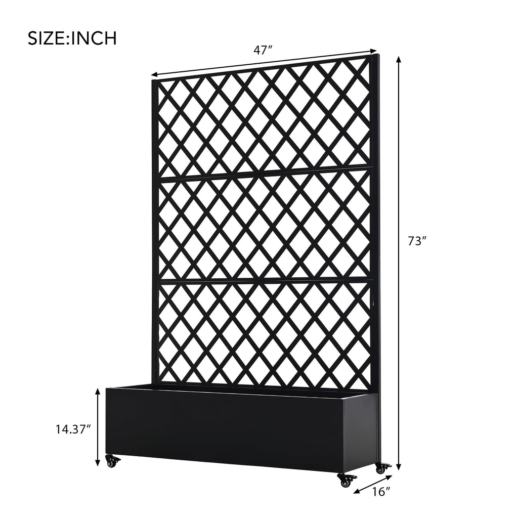 Metal Raised Garden Bed with Wheels and Trellis