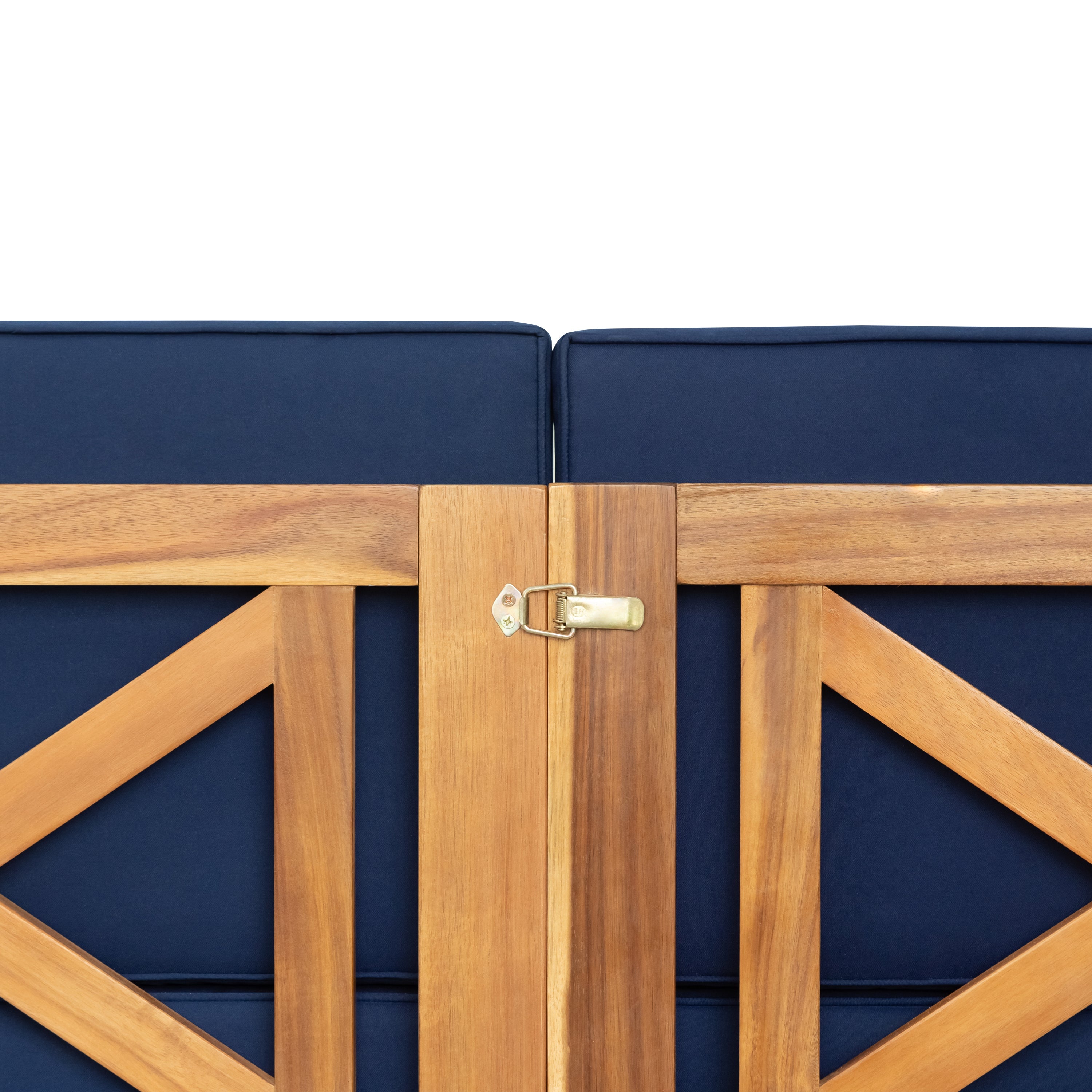 TOPMAX Outdoor 5-Piece Wood Sectional Patio Sofa Set with Blue Cushions