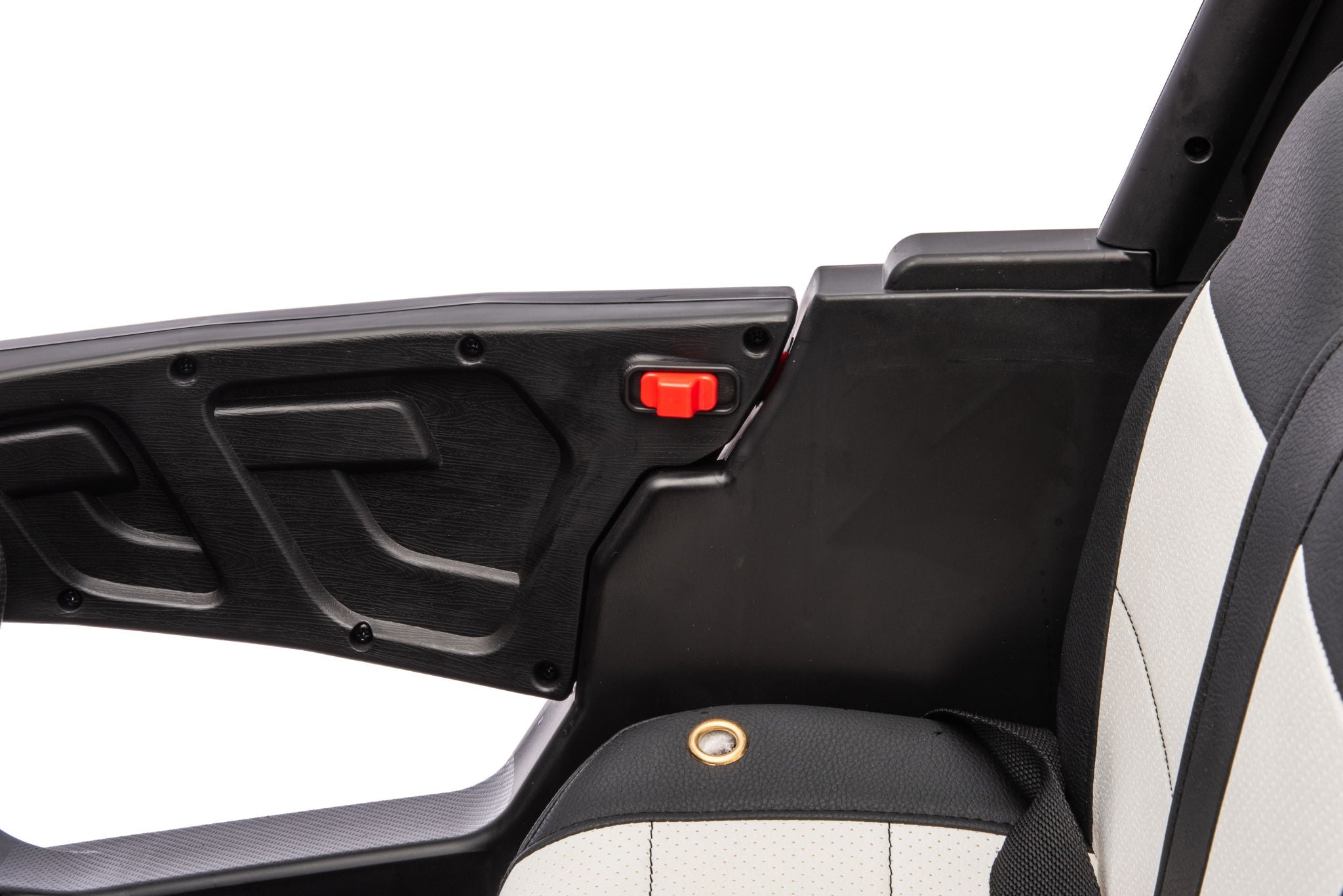 12V7A*1 30W*4 Four-Wheel Drive Seat One Button Start, Forward And Backward, High And Low Speed, Music, Front Light, Power Display, Two Doors Can Open, 2.4G R / C, Seat Belt Four Wheel Absorber