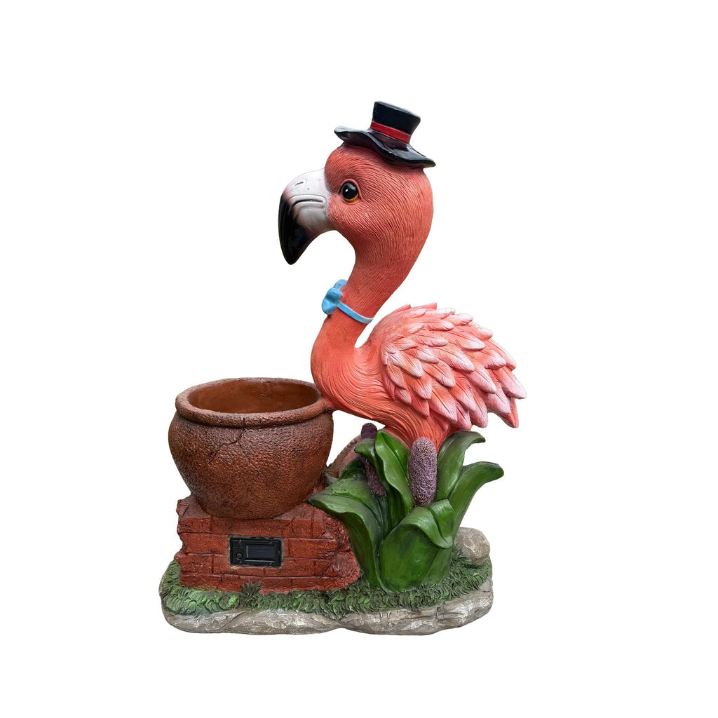 Outdoor Garden Sculpture Flamingo Flower Pot Planter