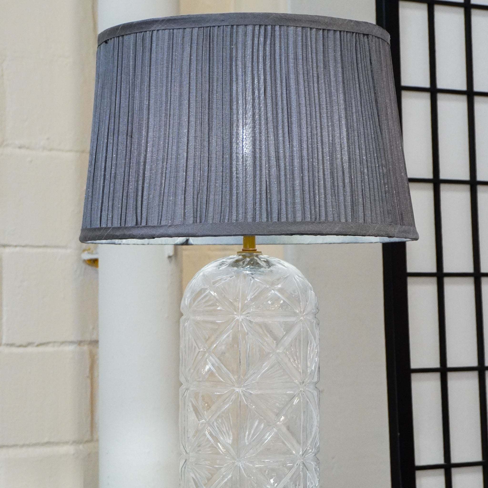 Luxora Decorative Glass Table Lamp with Gold Finish and Grey Shade