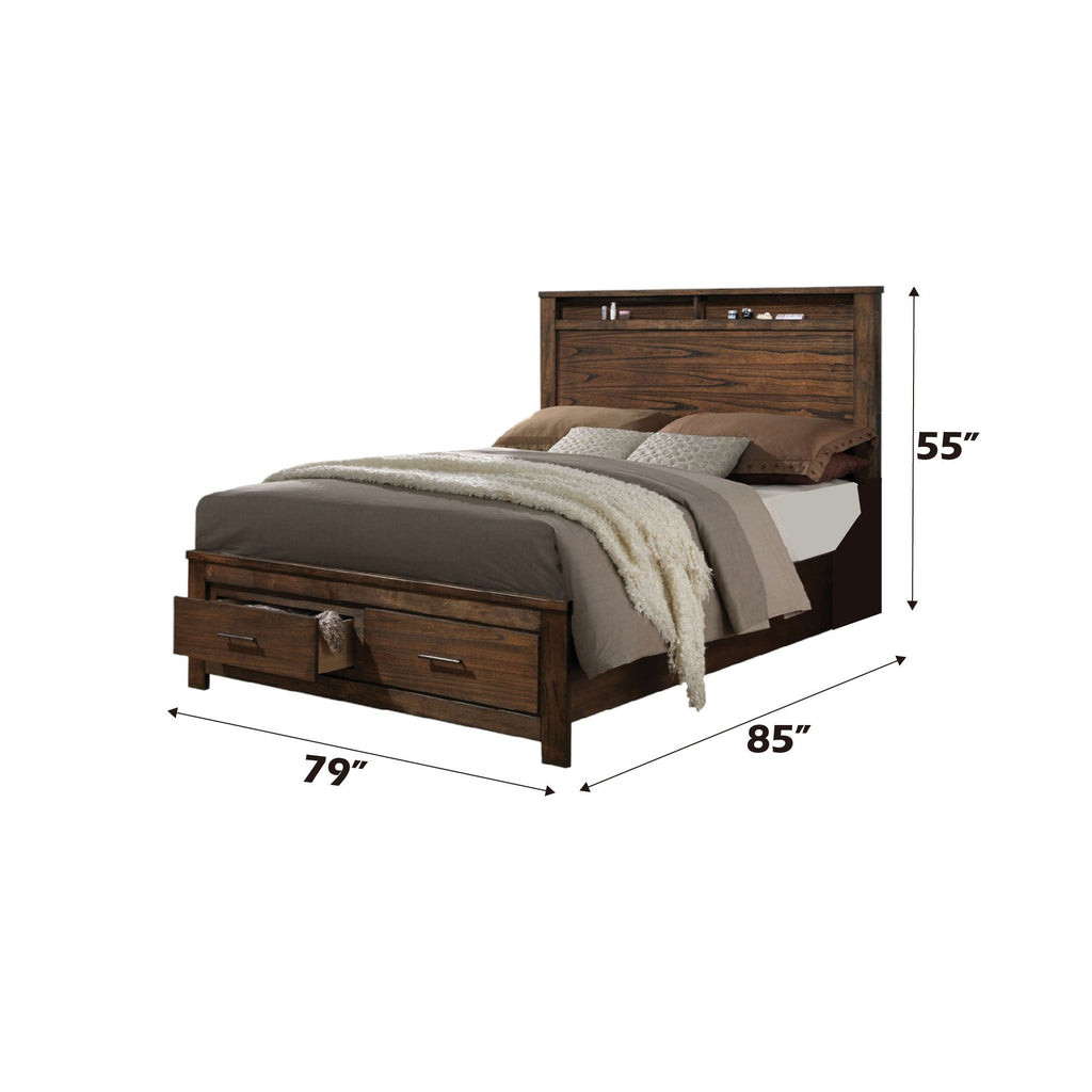 Merrilee Eastern King Bed With Storage - Oak