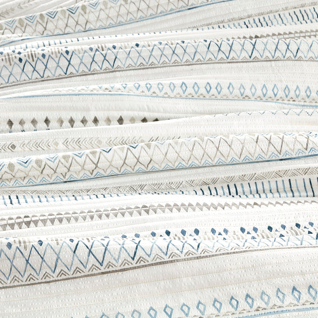 3 Piece Seersucker Quilt Set Taupe Blue King Cal King