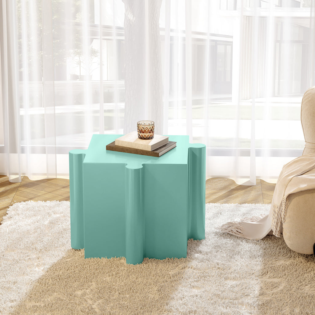 3-Piece Artistic Puzzle Table Set, Modular MGO Side Tables with Interlocking Design