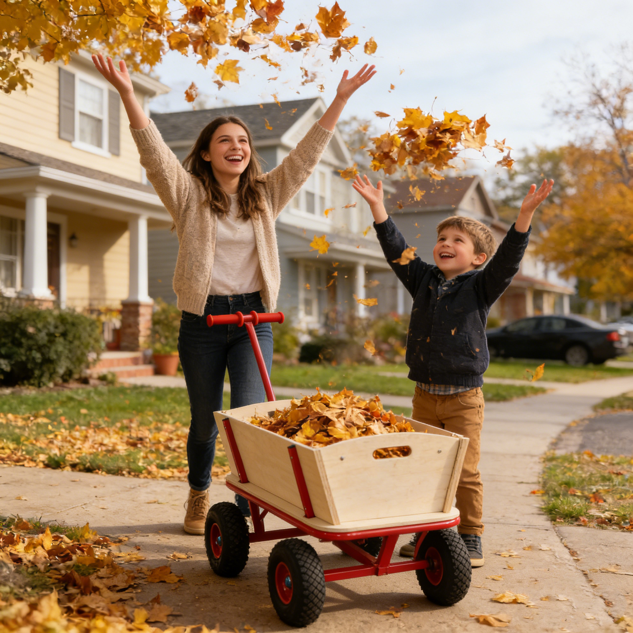 Wooden Children's Outdoor Stroller with Four-Wheel Design