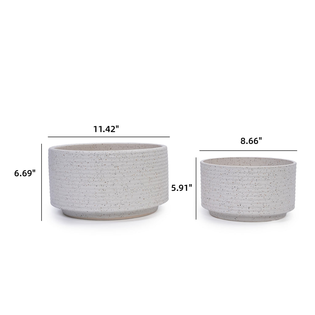 2 Pieces Ceramic Flowerpot Set, Milk White
