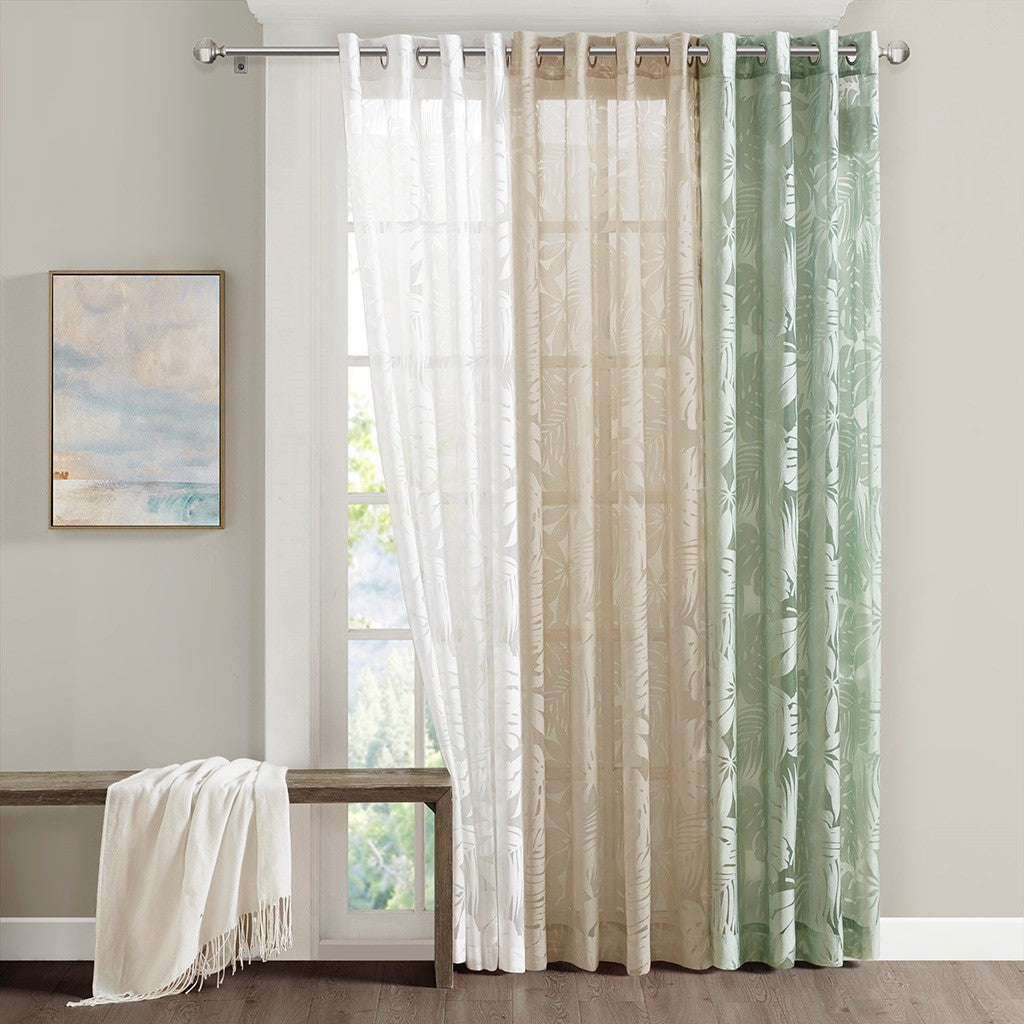 Palm Leaf Burnout Window Sheer Natural 50x84 Inches