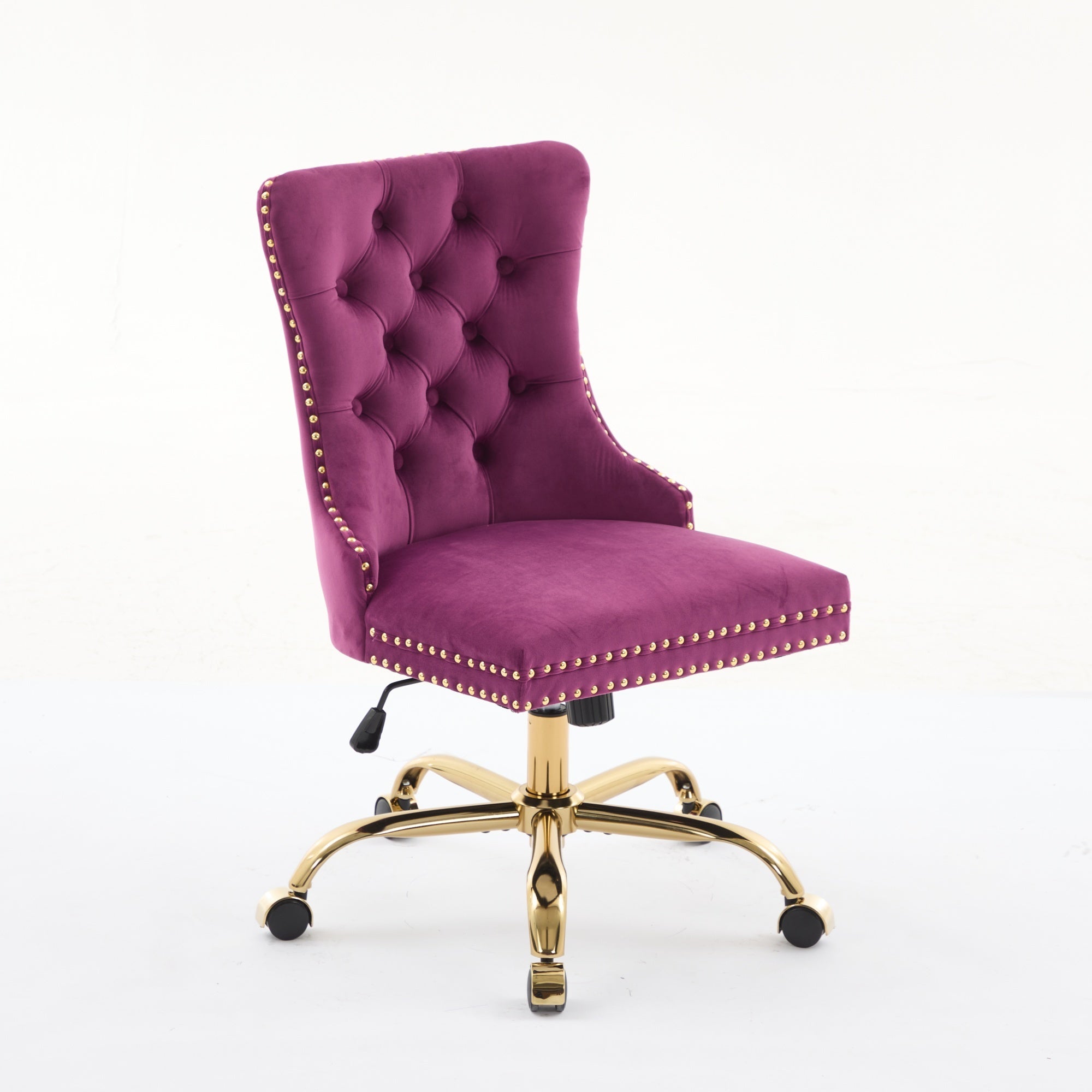 Office Chair Modern Velvet Upholstered Tufted Button (Purple)