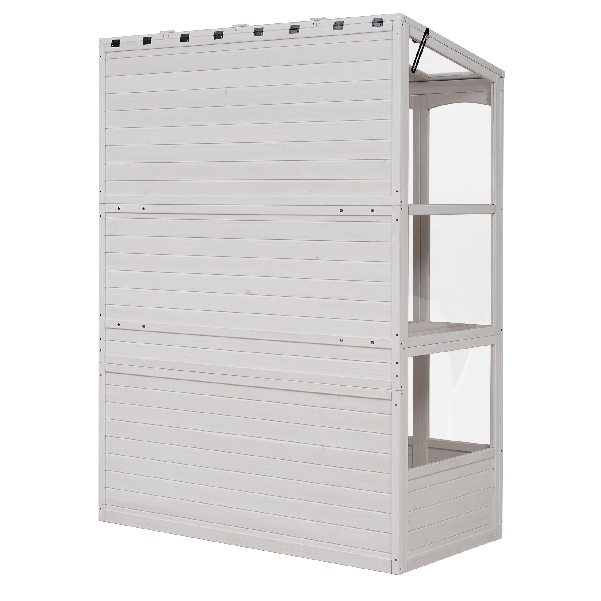 TOPMAX 78-Inch Wooden Greenhouse with Skylights and Folding Shelves