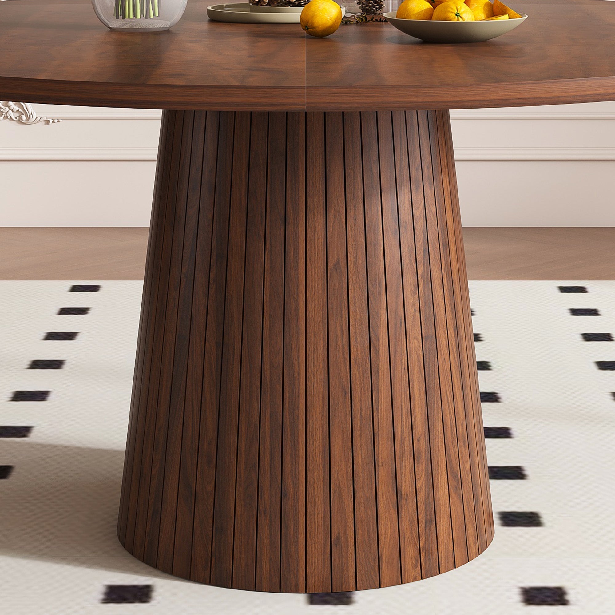 47 Inch Round MDF Dining Table for 4, Modern Farmhouse Style