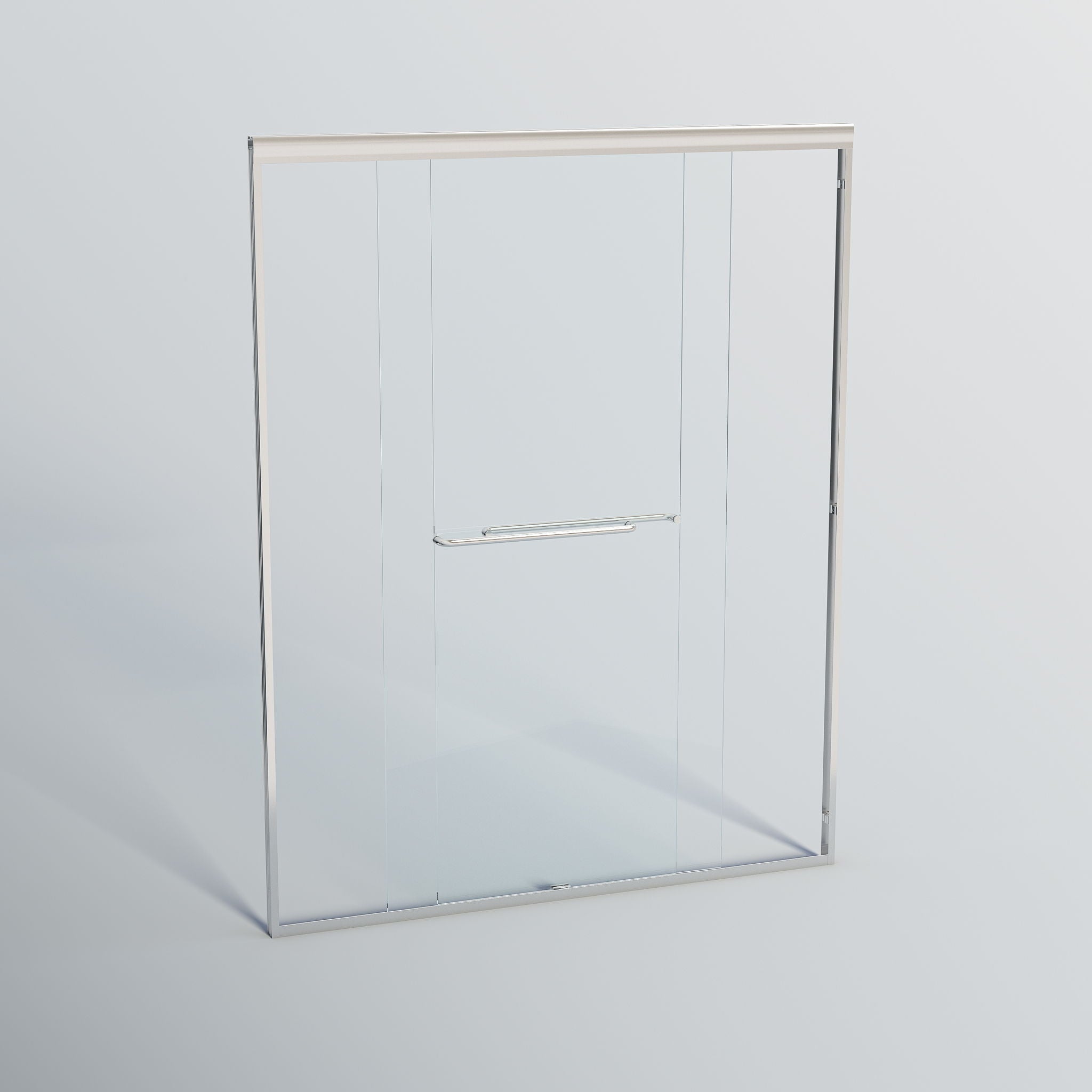 Double Sliding Shower Door, Semi-Frameless Bypass Bathroom Sliding Door With 1/4" (6 Mm) Tempered Glass For Walk-In Shower