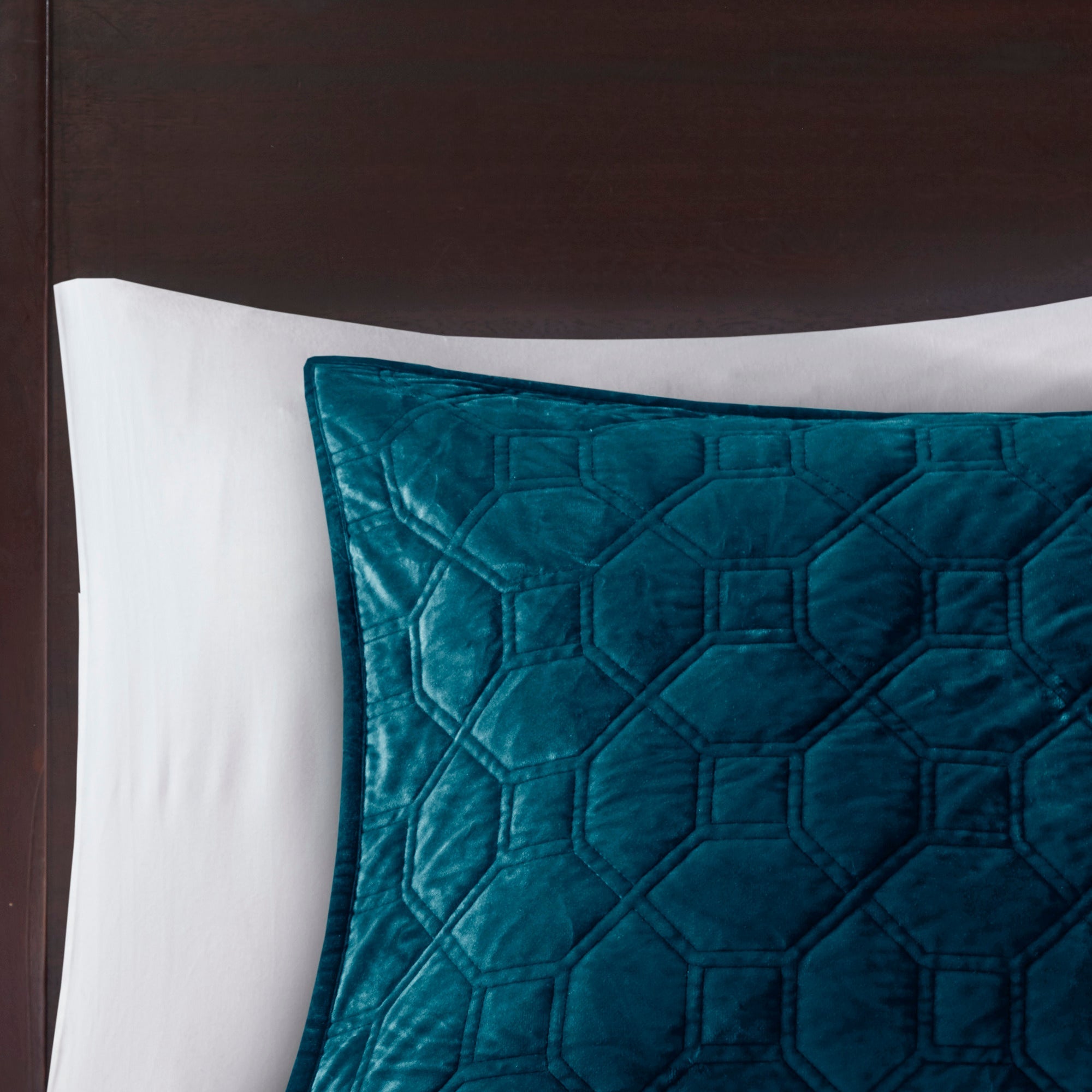 3 Piece Velvet Quilt Set Teal Full/Queen