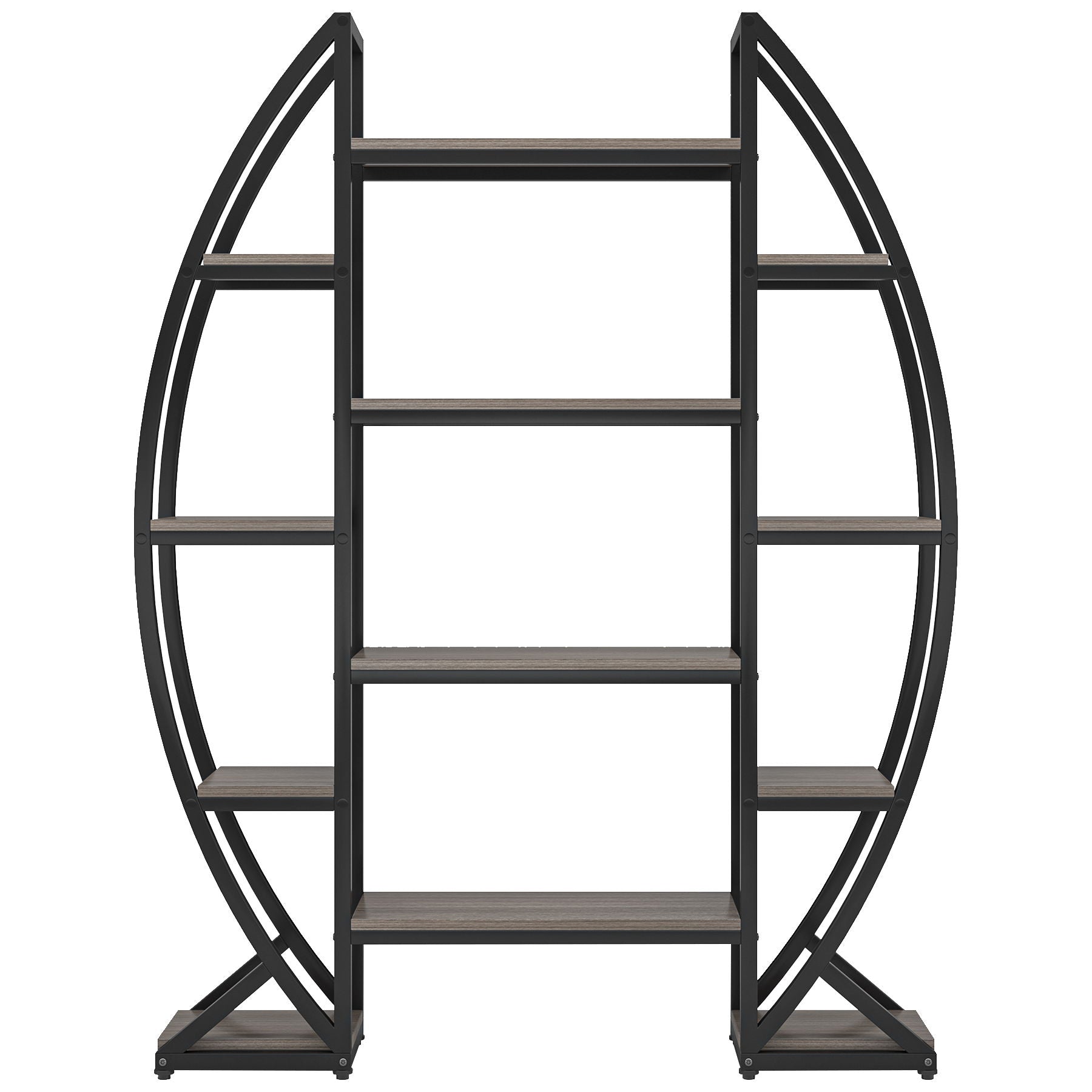 Triple Wide Oval Etagere Bookcase With Shelves For Living Room