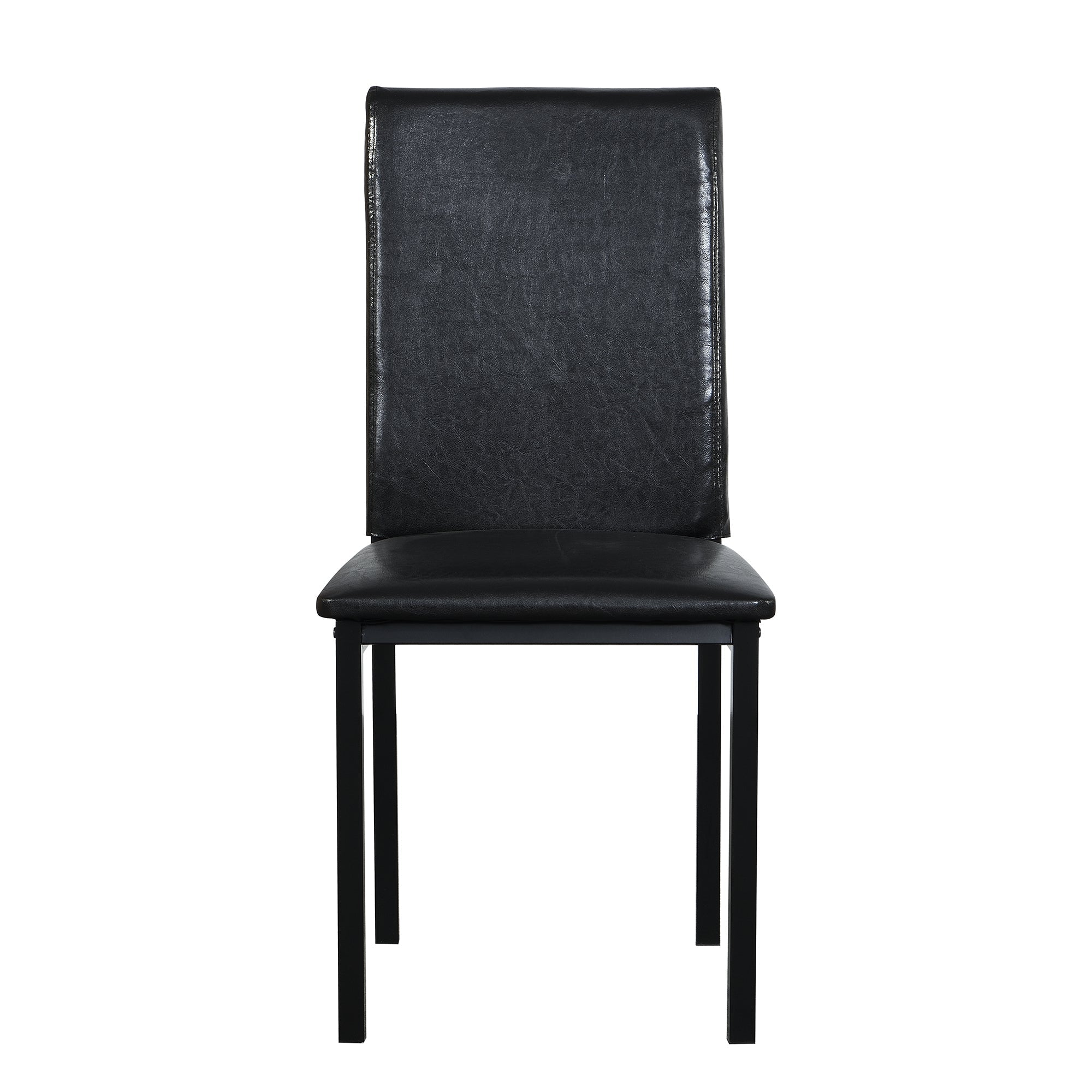Furniture 5 Piece Metal Dinette Set with Faux Marble Top - Black