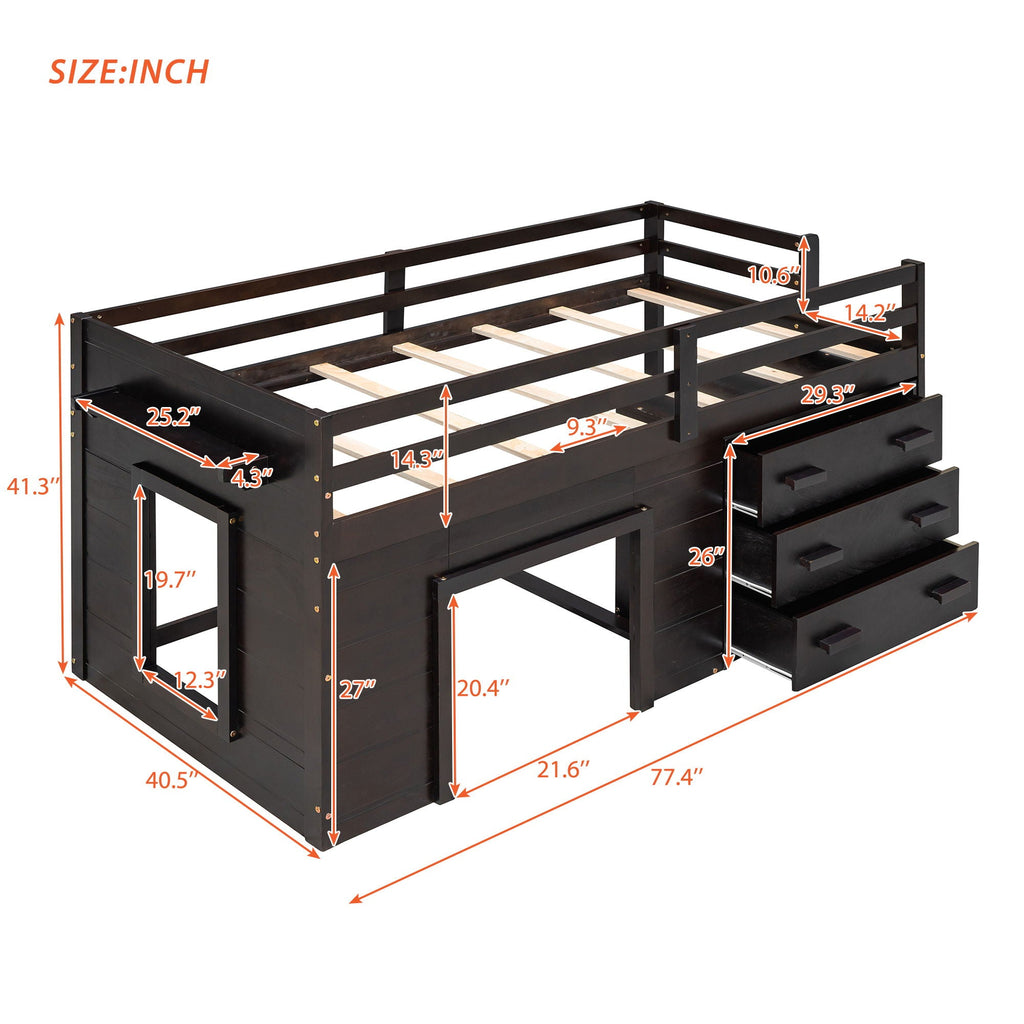 Loft Bed With Cabinet And Shelf