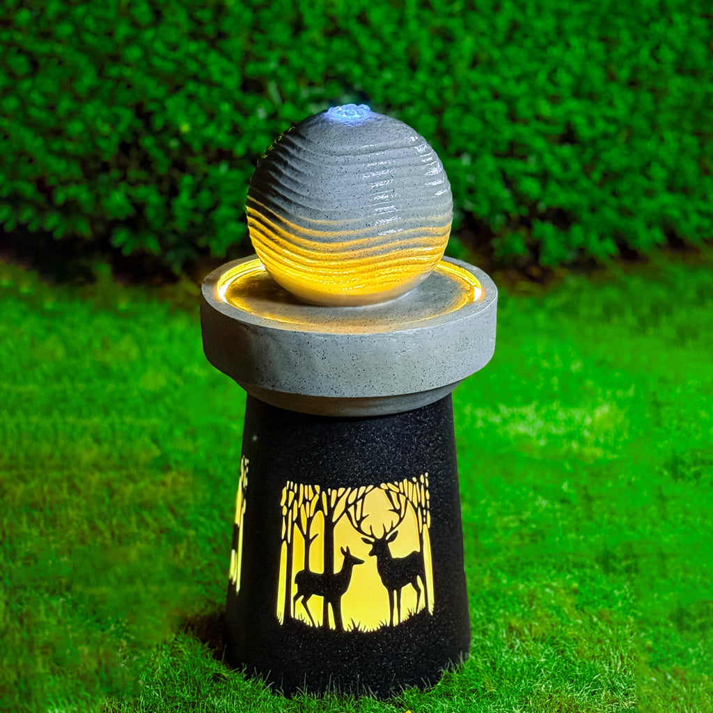 Outdoor Garden Lantern with Warm LED Light Deer Silhouette