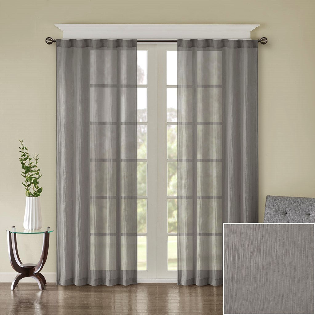 Solid Crushed Curtain Panel Pair (2 Pcs) - Grey