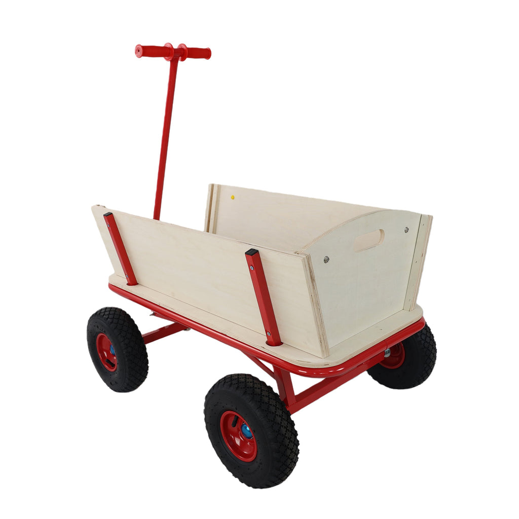 Wooden Children's Outdoor Stroller with Four-Wheel Design