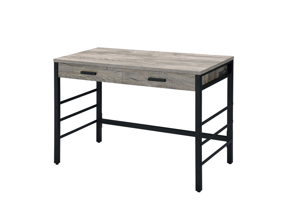 Disho Weathered Writing Desk With USB - Oak