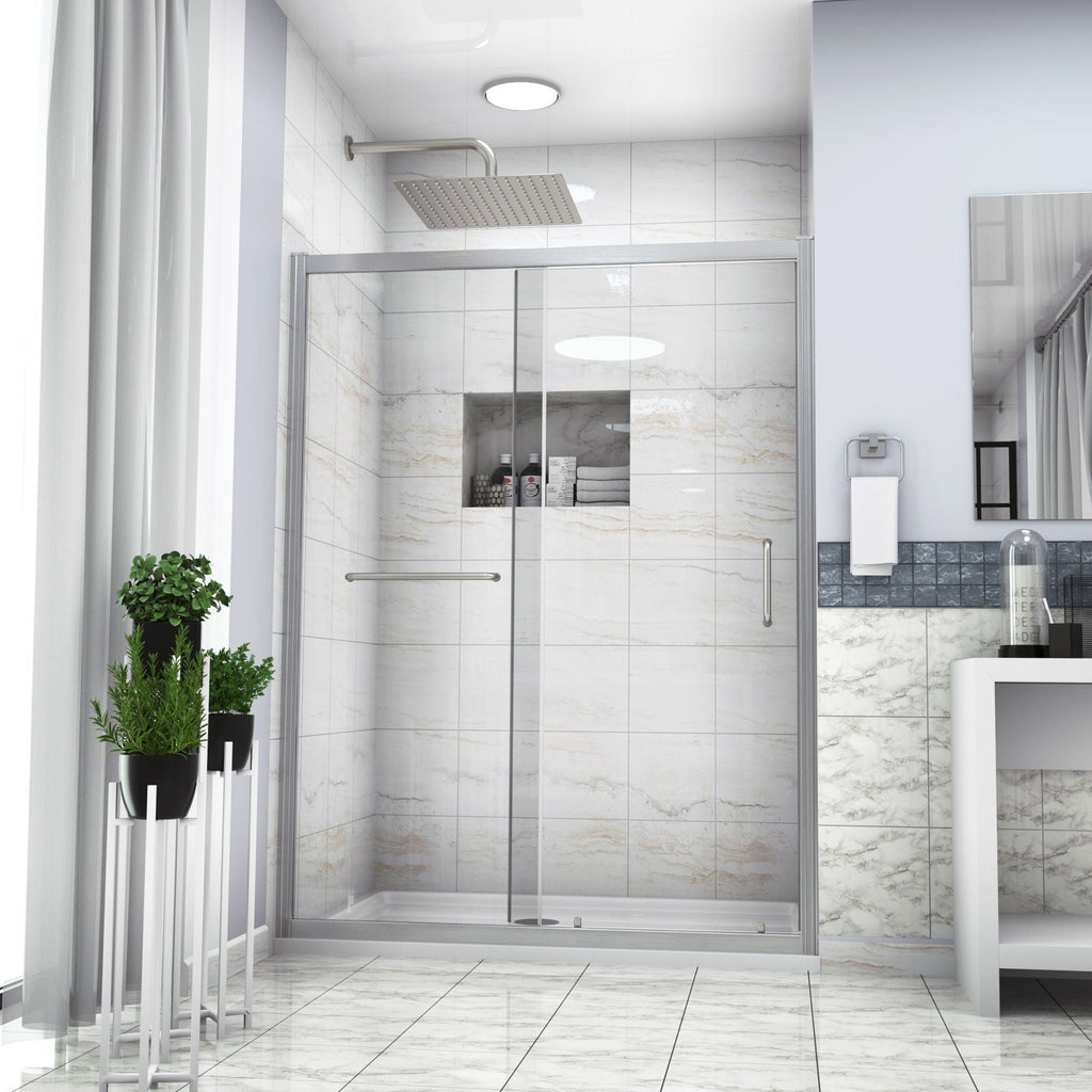 Single Sliding Bypass Shower Door Tempered Glass Enclosure