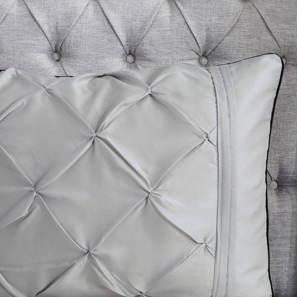 7 Piece Tufted Comforter Set Grey California King
