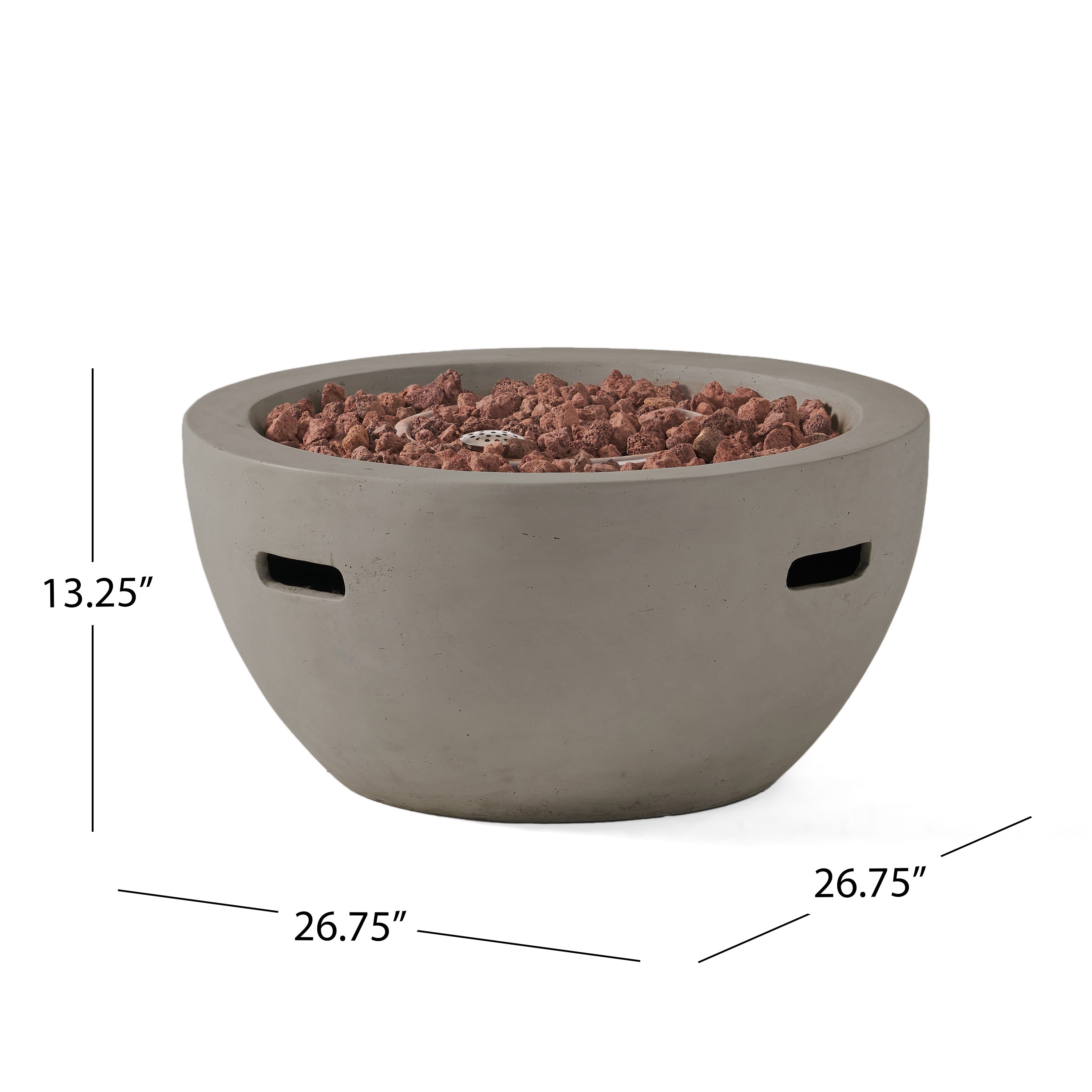 27' Bowl Shaped MGO 40,000 BTU Propane Fire Pit, Light Grey (Tank Cover not Included)