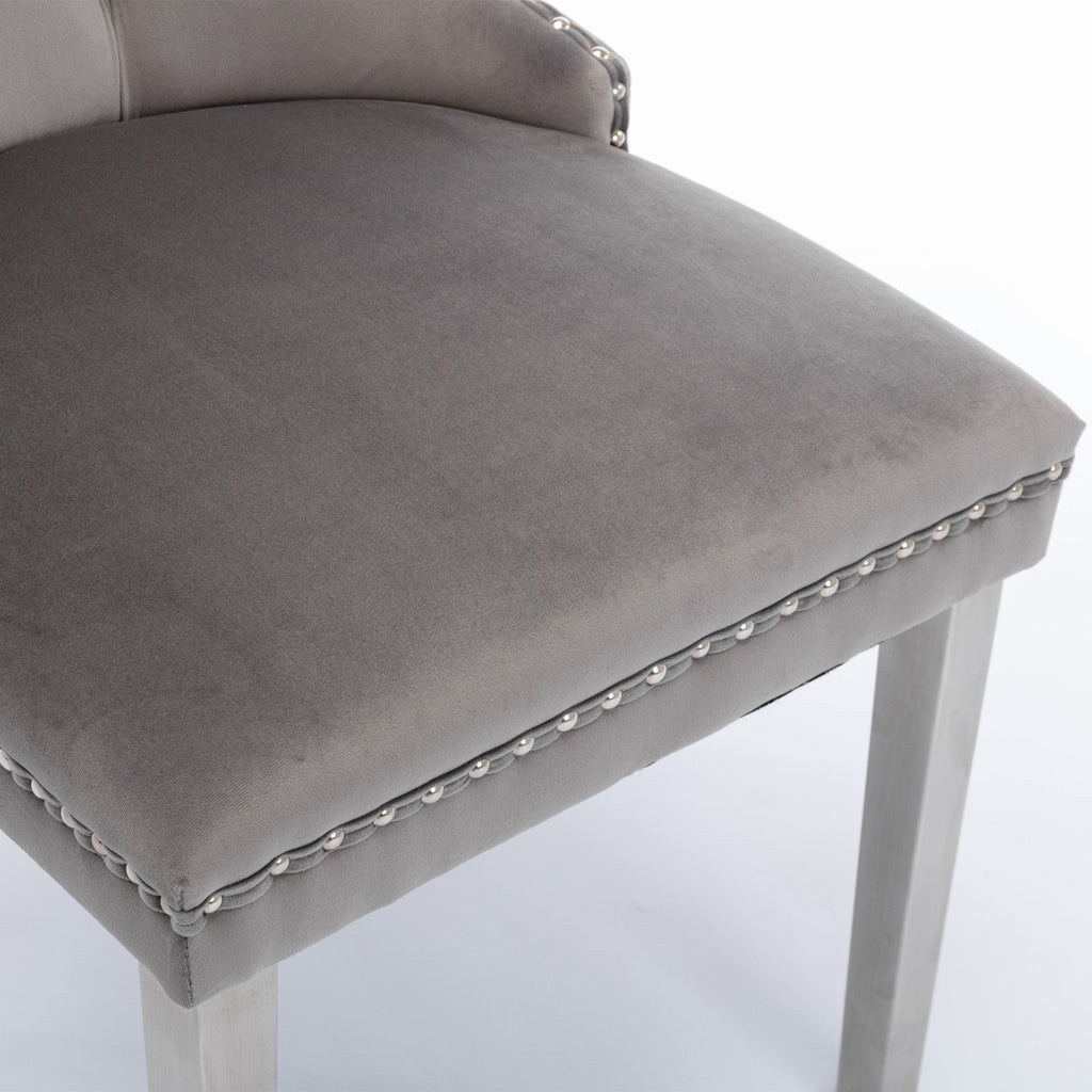 A&A Furniture Nikki Collection Modern Velvet Upholstered Dining Chairs - Set of 2
