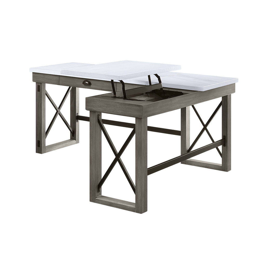 Talmar Marble Top Weathered Writing Desk With Lift Top
