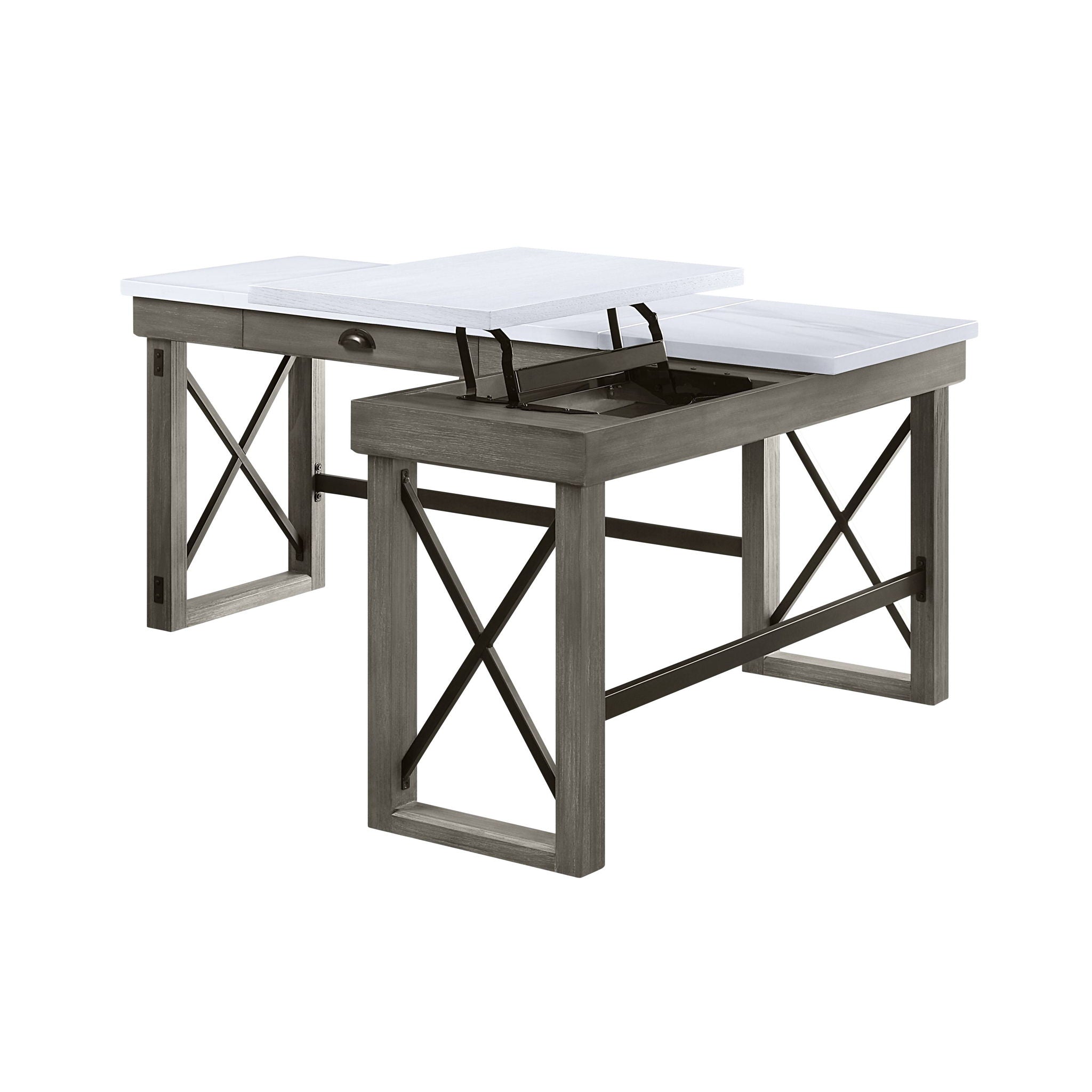 Talmar Marble Top Weathered Writing Desk With Lift Top