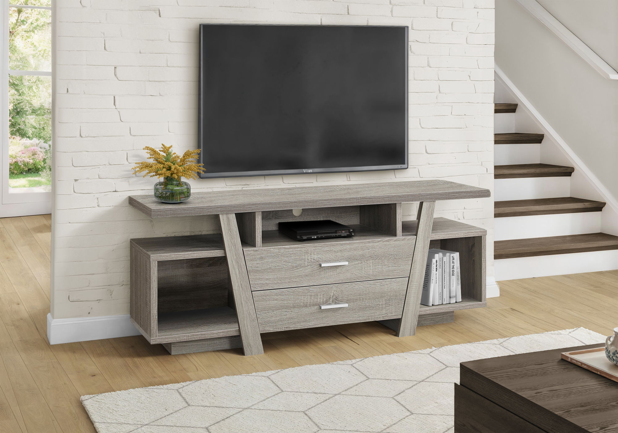 TV Stand Console Media Entertainment Center with Storage Drawers - Taupe