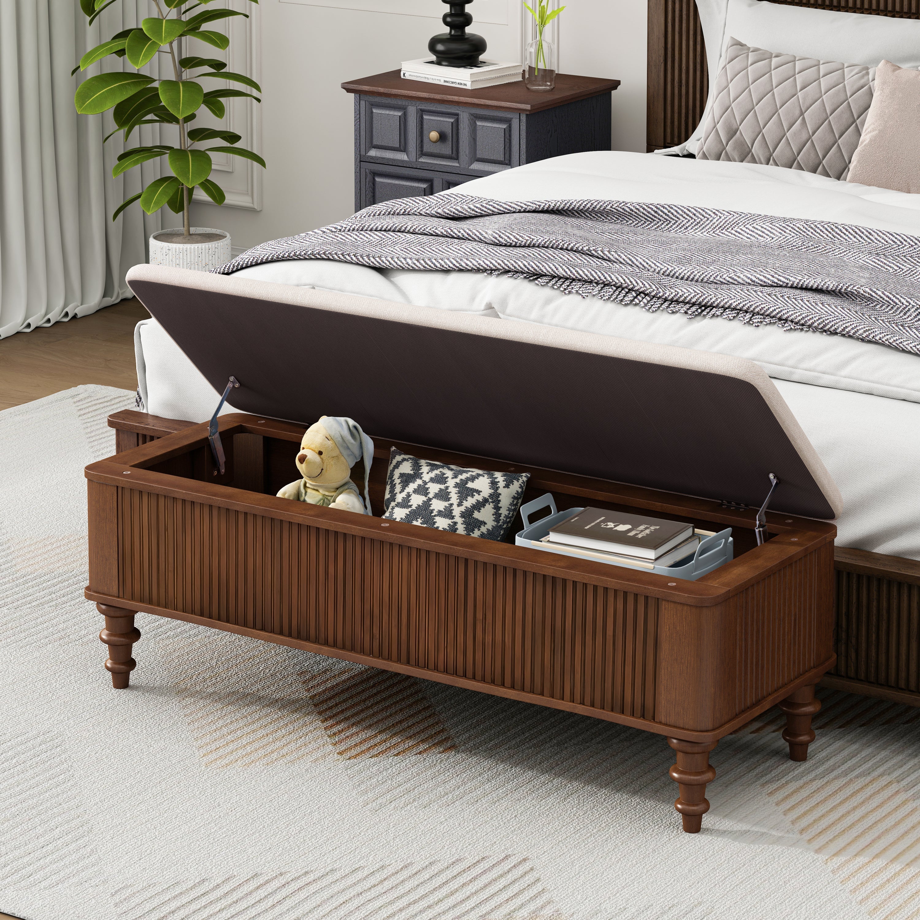 50.8-Inch Multi-Functional Storage Ottoman Bench