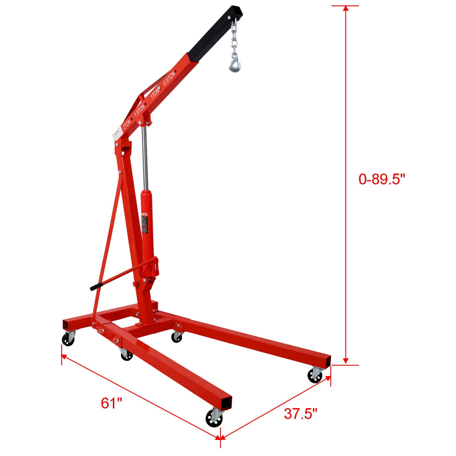 2 Ton Folding Engine Hoist Crane Lift with 6 Wheels