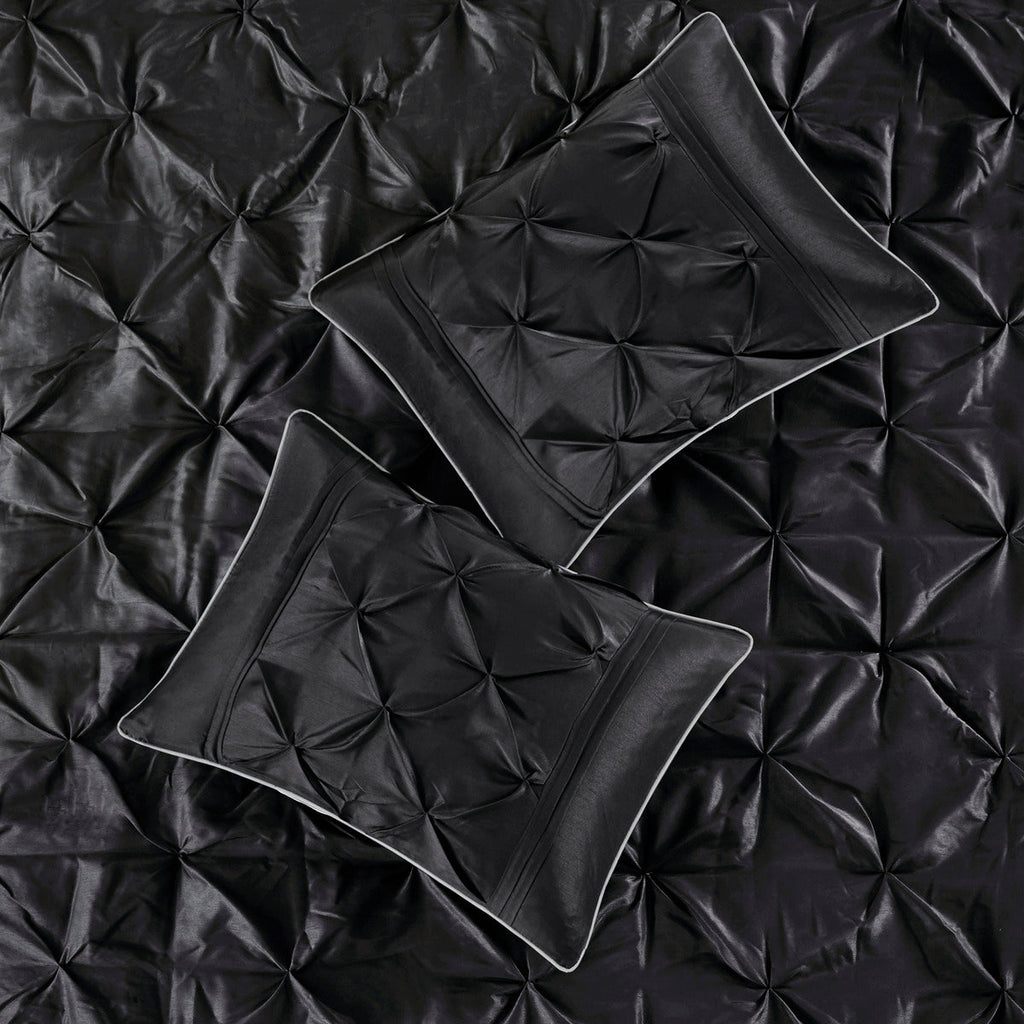 7 Piece Tufted Comforter Set Black California King
